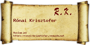 Rónai Krisztofer névjegykártya